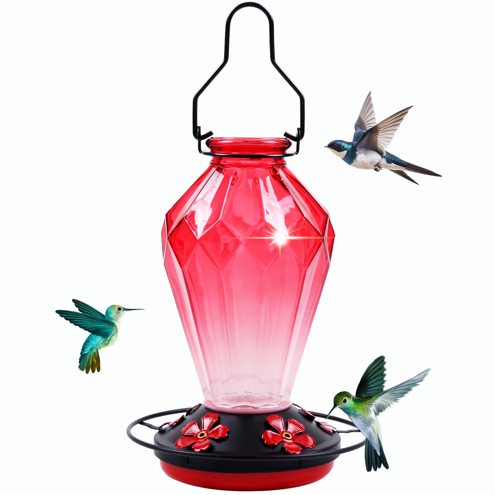 Outdoor Hanging 25Oz Hummingbird Feeder, Leak Proof Base for Backyard Gift for Women
| Diamond Red 25Oz Hummingbird Fee