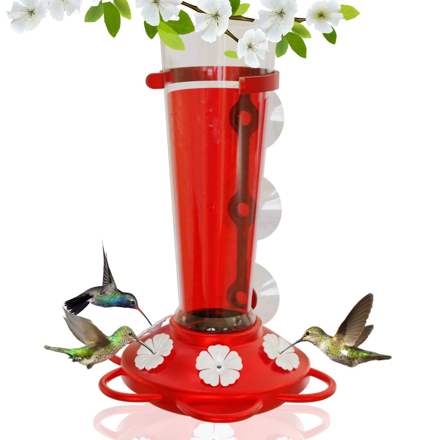 Large Leak-Proof Window Hummingbird Feeders for Outdoors Hanging - Wasp and Bee Proof - Perfect for Window Displays
