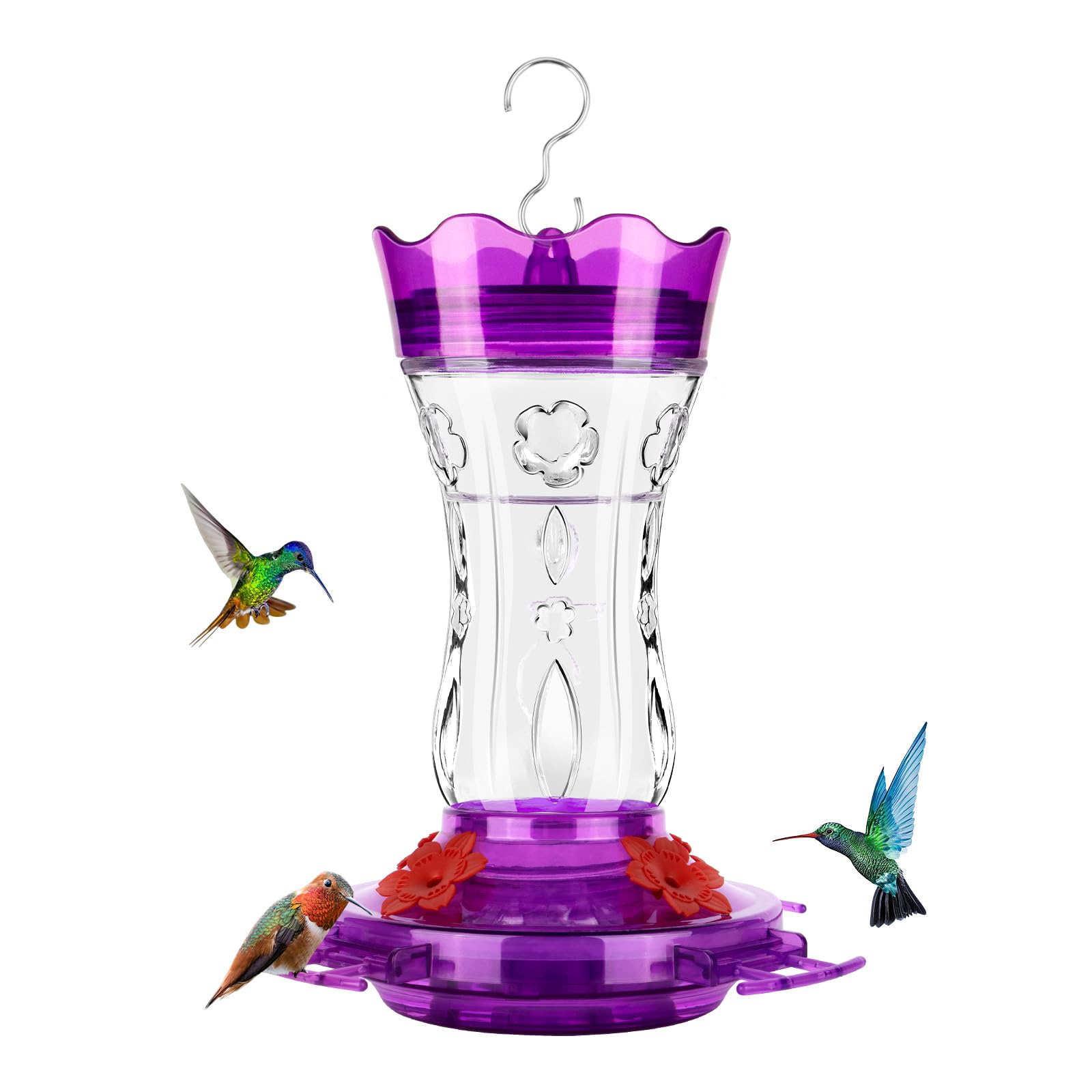 XAROO Hummingbird Feeder for Outdoors, 15OZ, Purple, Gifts for Mom Wife Dad  
XAROO Hummingbird Feeder with 4 Bee Guard