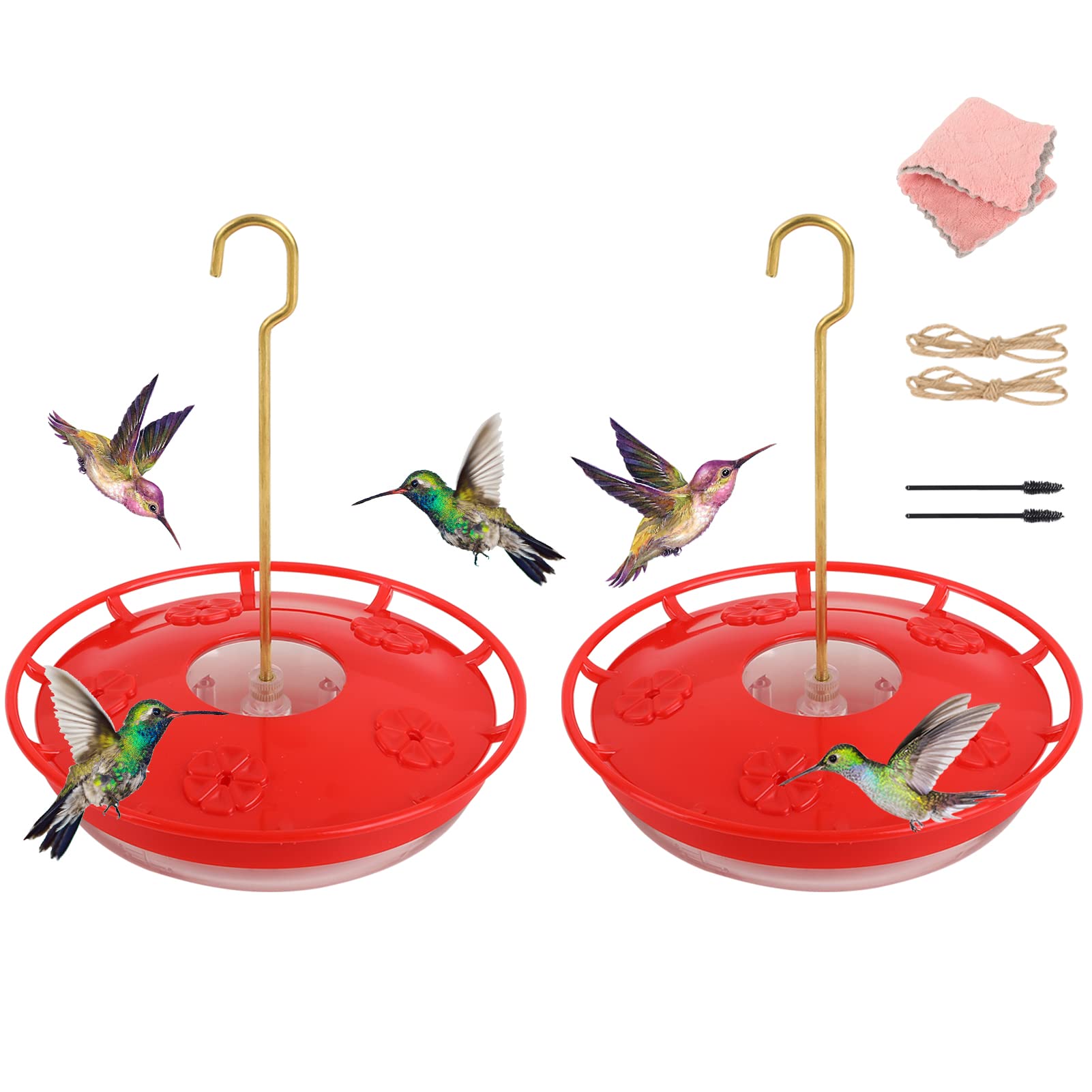 Hummingbird Feeders for Outdoors Hanging - No Leak Feeder, Easy to Clean & Fill, 5 Feeder Ports, Perfect for Tree or Yar
