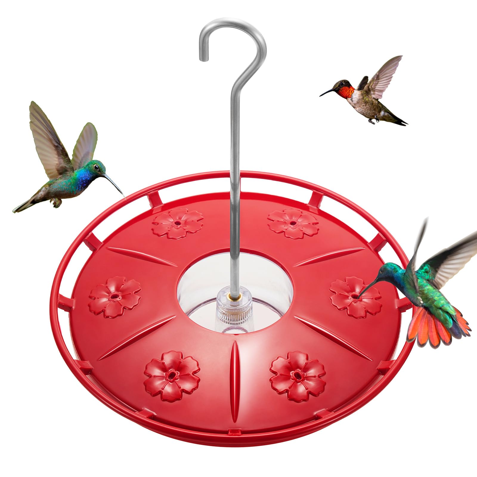 Kingsyard Hummingbird Feeder for Outdoors Hanging - 6 Bee Guard Feeding Ports & Circular Perch (Red)  
Kingsyard Humming